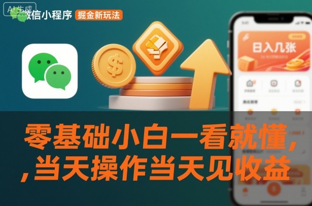 微信小程序掘金新玩法，日入几张，零基础小白一看就懂，当天操作当天见收益【揭秘】-卿云社