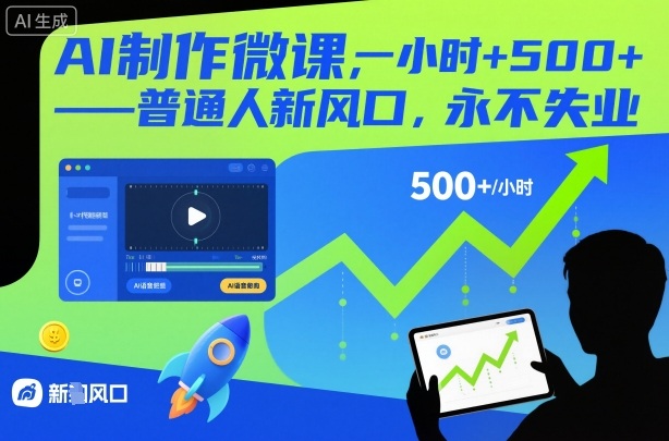 AI制作微课，一小时5张+，普通人新风口，永不失业-卿云社