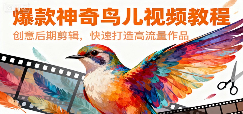 爆款神奇鸟儿视频教程，创意后期剪辑，快速打造高流量作品-卿云社