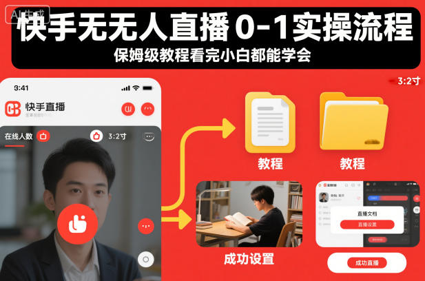 快手无人直播0-1实操流程，保姆级教程看完小白都能学会-卿云社