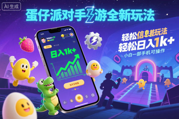 蛋仔派对手游全新玩法，轻松日入1k+，风口信息差玩法，当天见收益，小白一部手机可操作-卿云社