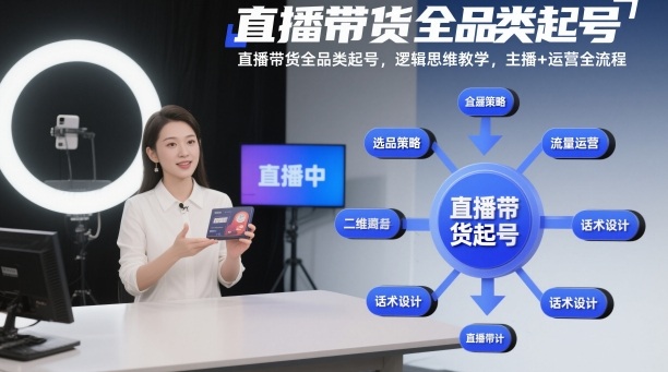 直播带货全品类起号，逻辑思维教学，主播+运营全流程-卿云社