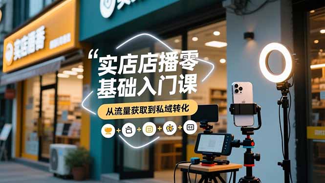 实体店播零基础入门课，实体店+短视频+直播+微信生态+私域社群，从流量获取到私域转化-卿云社