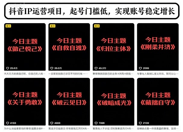抖音IP运营项目，抖音今日主题玩法，起号门槛低，实现账号稳定增长-卿云社