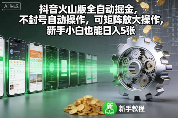 抖音火山版全自动掘金，不封号自动操作，可矩阵放大操作，新手小白也能日入5张【揭秘】-卿云社