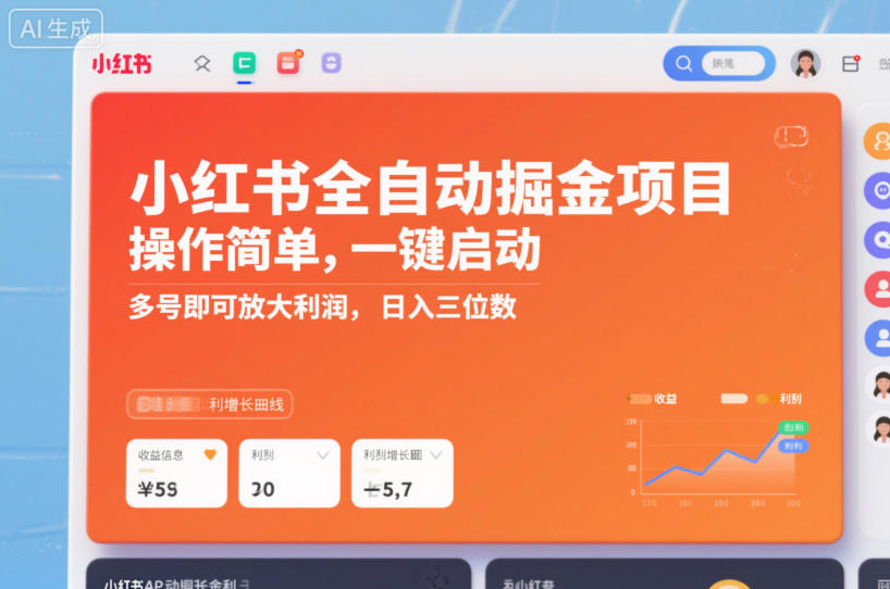 小红书全自动掘金项目，操作简单，一键启动，多号即可放大利润，日入三位数【揭秘】-卿云社