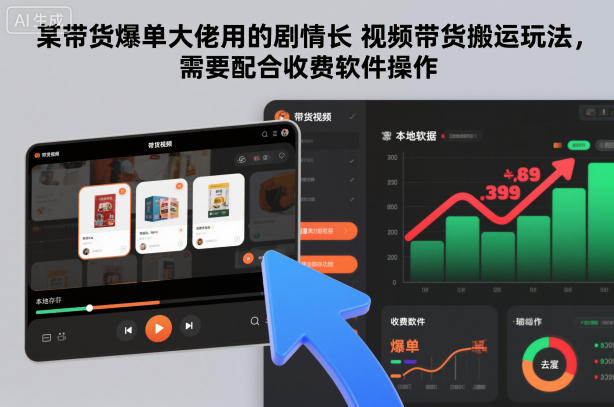 某带货爆单大佬用的剧情长视频带货搬运玩法，需要配合收费软件操作-卿云社
