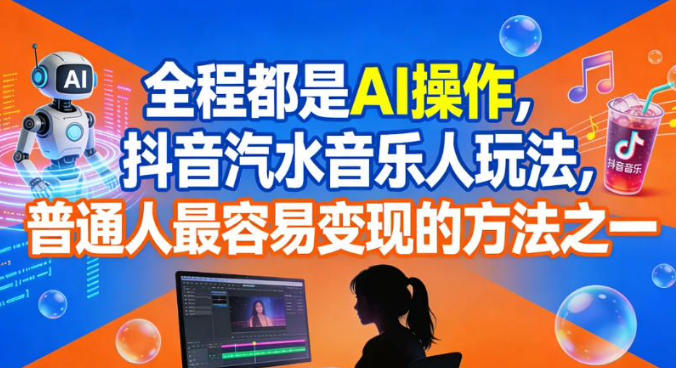 全程都是AI操作，抖音汽水音乐人玩法，普通人最容易变现的方法之一-卿云社