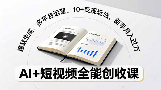 AI+短视频全能创收课，爆款生成、多平台运营、10+变现玩法，新手月入过万-卿云社