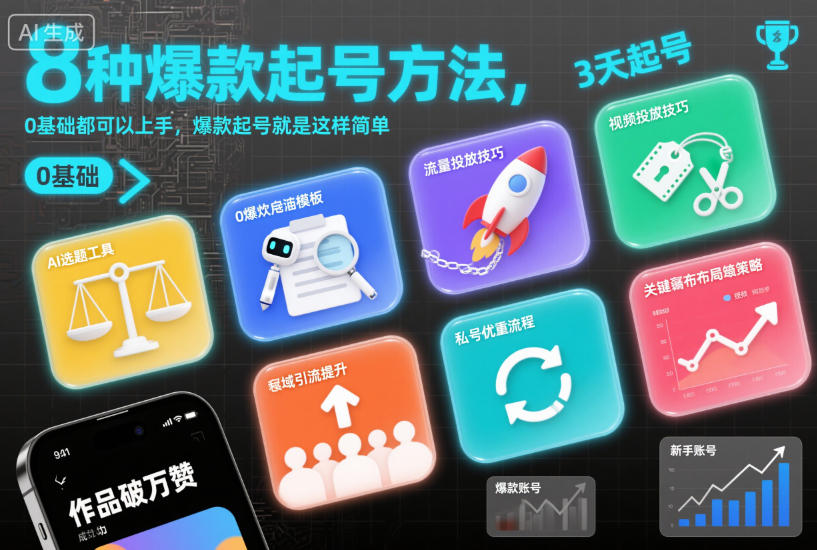 8种爆款起号方法，0基础都可以上手，爆款起号就是这样简单-卿云社