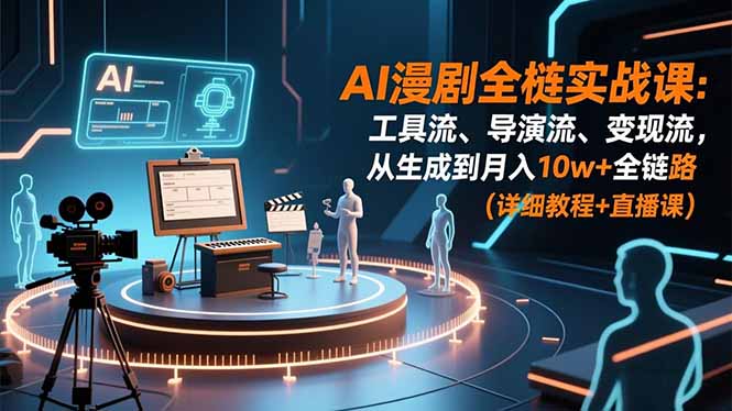 AI漫剧全栈实战课：工具流、导演流、变现流，从生成到月入10w+全链路 (详细教程+直播课-卿云社