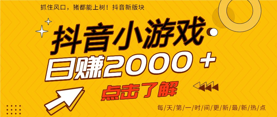 5年爆火的抖音小游戏项目，一部手机日入2000+-卿云社