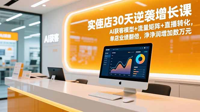 实体店30天逆袭增长课，AI获客模型+流量矩阵+直播转化，单店业绩翻倍，净利润增加数万元-卿云社