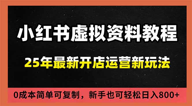 小红书虚拟资料项目：最新搜索流变现玩法，0成本简单可复制，一人多店打法，新手日入800+-卿云社