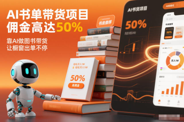 AI书单带货项目，佣金高达50%，靠AI做图书带货，让橱窗出单不停，轻松月入1W-卿云社