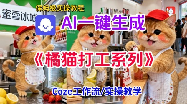 Coze扣子工作流一键生成胖橘猫打工短视频，保姆级实操搭建教学-卿云社