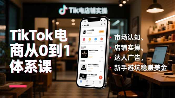 TikTok电商从0到1体系课，市场认知、店铺实操、达人广告，新手避坑稳赚美金-卿云社