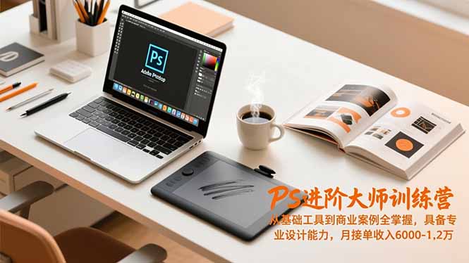 PS进阶大师训练营，从基础工具到商业案例全掌握，具备专业设计能力，月接单收入6000-1.2万-卿云社