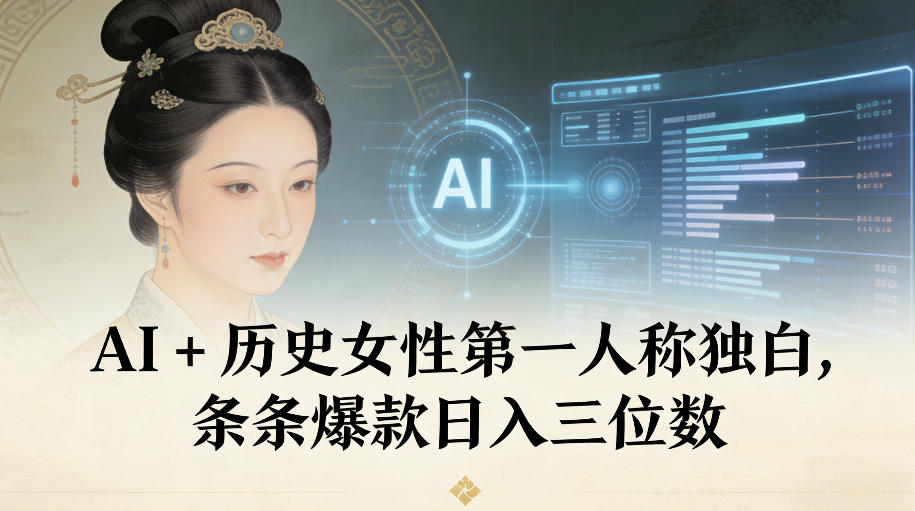 AI+历史女性第一人称独白，条条爆款日入三位数-卿云社