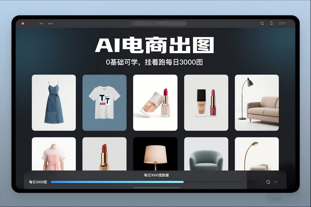 AI电商出图，0基础可学，挂着跑每日3000图-卿云社