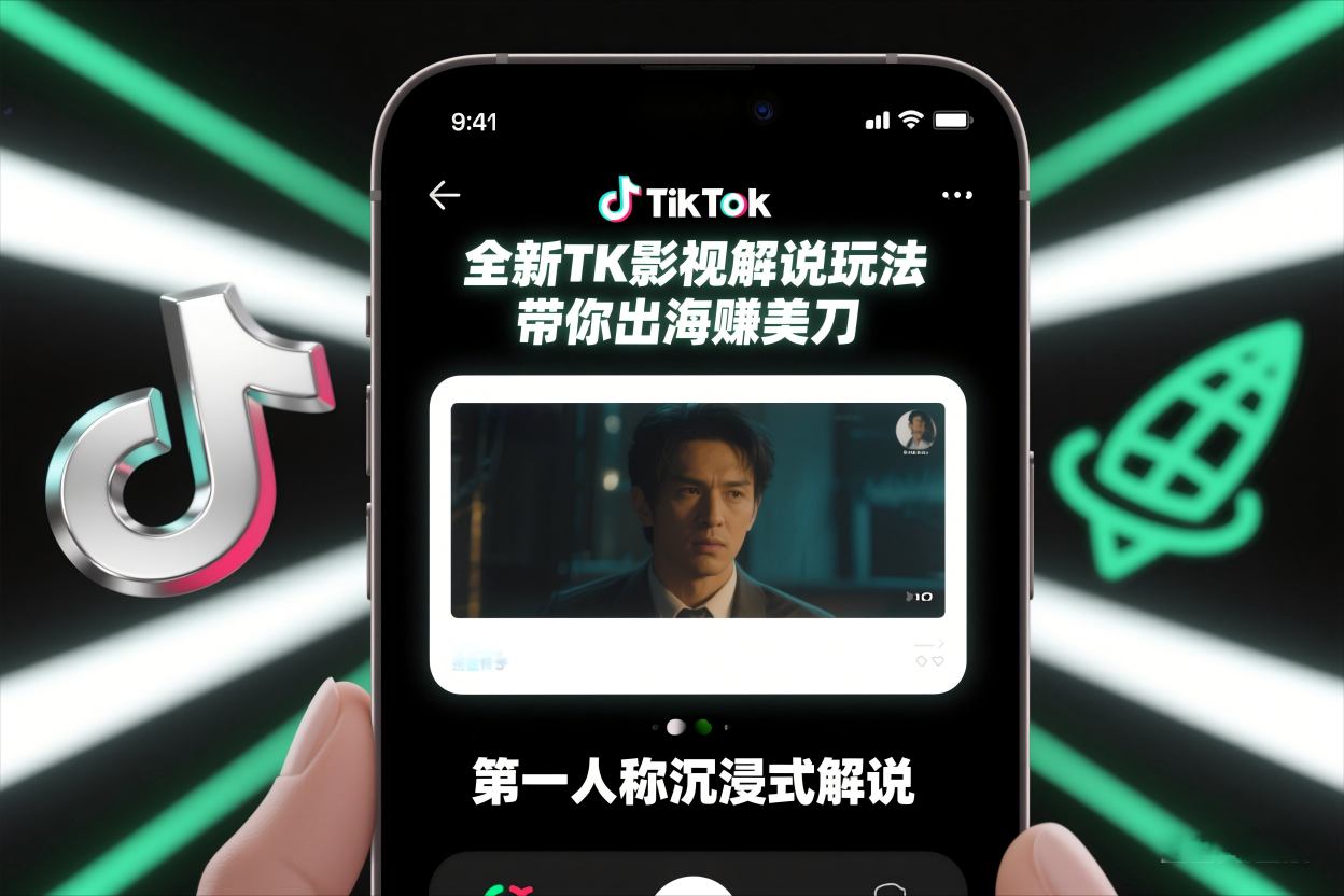TikTok第一人称影视解说教学，全新TK影视解说玩法，带你出海賺美刀-卿云社