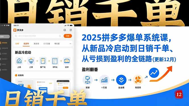2025拼多多爆单系统课，从新品冷启动到日销千单、从亏损到盈利的全链路(更新12月-卿云社