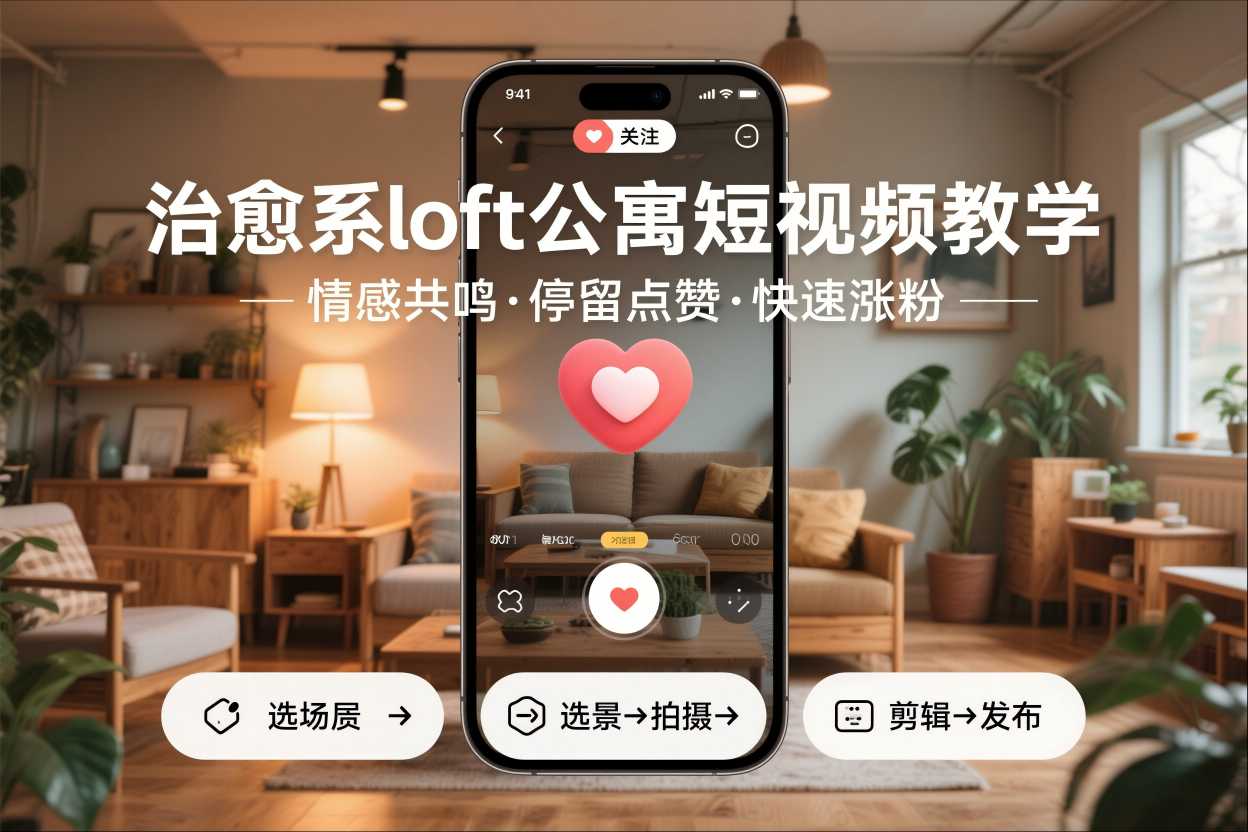 治愈系loft公寓短视频制作教学，情感共鸣引停留点赞关注，快速起号涨粉-卿云社