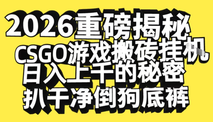 2026开年重磅解密，CSGO游戏搬砖挂G日入1k+的秘密，把倒狗的底裤扒干【揭秘】-卿云社