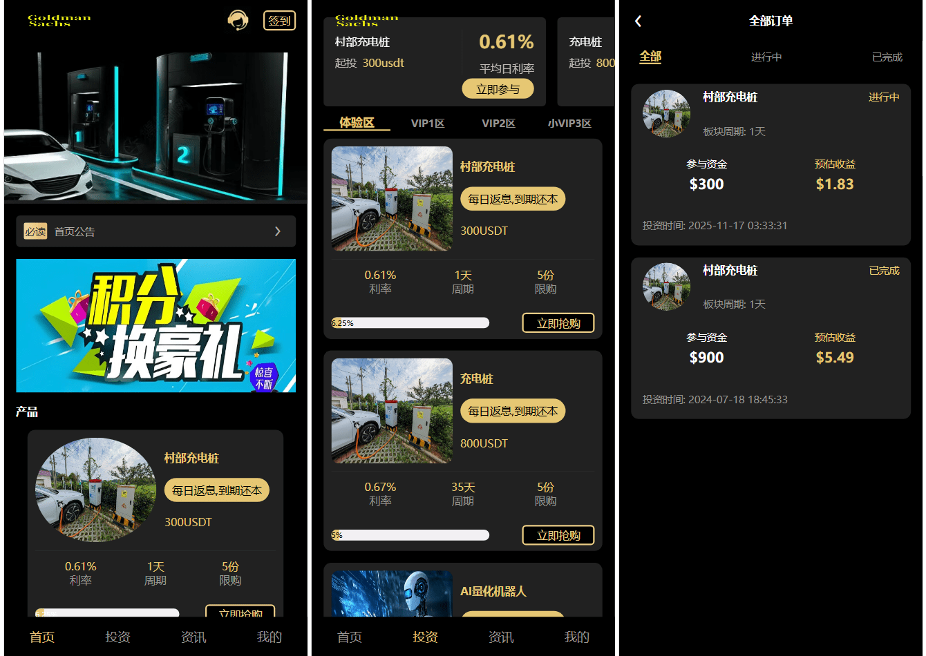 Fidelity充电桩投资理财系统源码-前端uniapp纯源码+后端PHP-卿云社