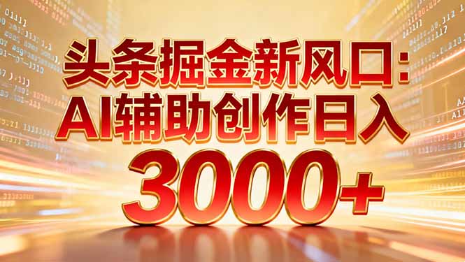 头条掘金新风口：AI辅助创作日入3000+，矩阵玩法当天启动隔天见效-卿云社
