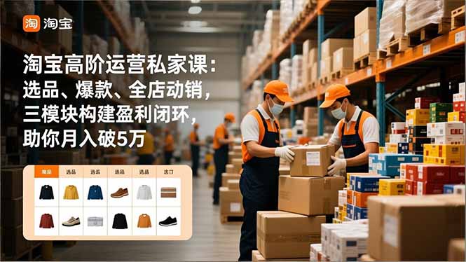 淘宝高阶运营私家课：选品、爆款、全店动销，三模块构建盈利闭环，助你月入破5万(更新12月-卿云社