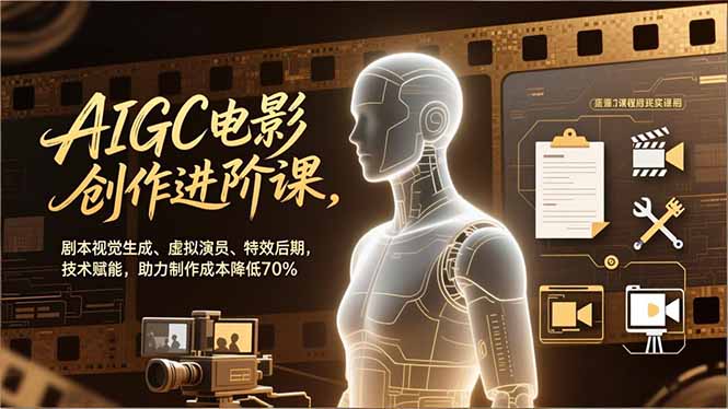 AIGC电影创作进阶课，剧本视觉生成、虚拟演员、特效后期，技术赋能，助力制作成本降低70%-卿云社