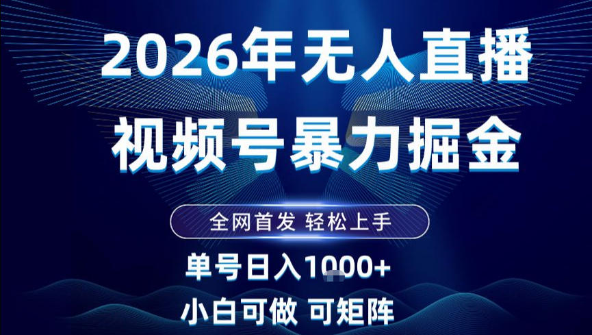 2026最新视频号无人直播掘金，全网首发，小白可以玩，长期稳定日入1k+【揭秘】-卿云社