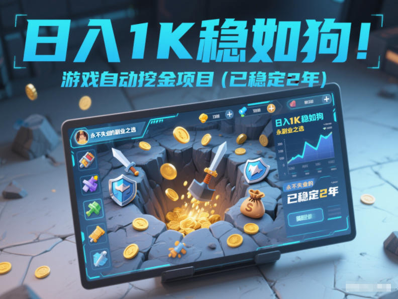 日入1K稳如狗！游戏自动挖金项目(已稳定2年)，永不失业的副业之选【揭秘】-卿云社