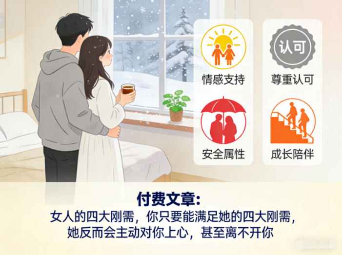 付费文章：女人的四大刚需，你只要能满足她的四大刚需，她反而会主动对你上心，甚至离不开你-卿云社