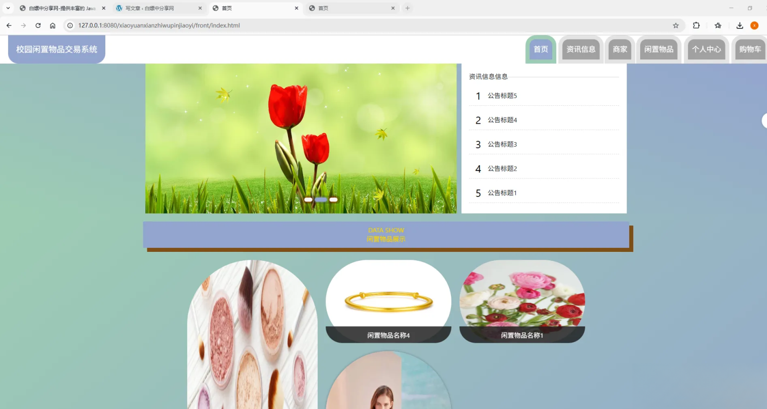 基于Spring Boot的校园闲置物品交易系统代码-卿云社