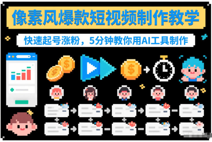 像素风爆款短视频制作教学，快速起号涨粉，5分钟教你用AI工具制作-卿云社