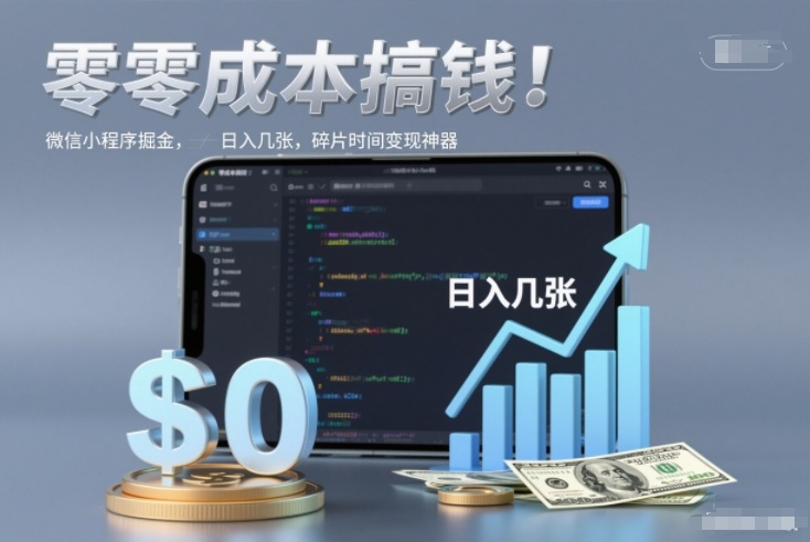 零成本搞钱，微信小程序掘金，简单易操作，日入几张，碎片时间变现神器【揭秘】-卿云社