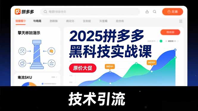 2025拼多多黑科技实战课，擎天柱玩法、爆流SKU、原价大促，技术引流，单店日销轻松破千单-卿云社