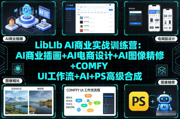 LibLIb AI商业实战训练营：AI商业插画+AI电商设计+AI图像精修+COMFY UI工作流+AI+PS高级合成-卿云社