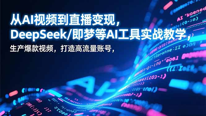 从AI视频到直播变现，DeepSeek/即梦等AI工具实战教学，生产爆款视频，打造高流量账号-卿云社