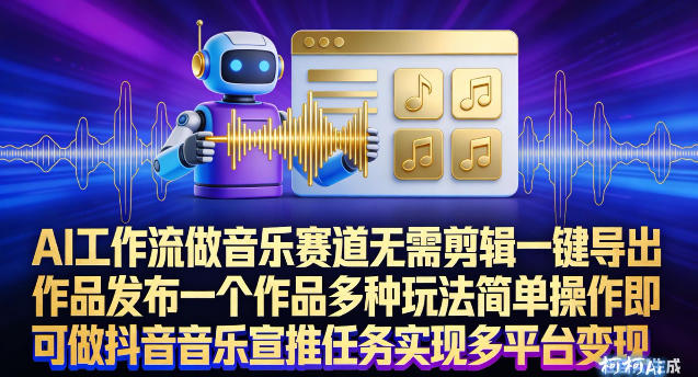 AI工作流做音乐赛道，无需剪辑，一键导出作品发布，一个作品多种玩法，简单操作即可做抖音音乐宣推任务-卿云社