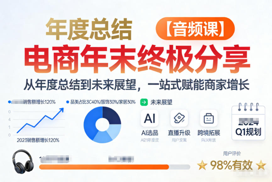 电商年未终极分享，从年度总结到未来展望，一站式赋能商家增长【音频课】-卿云社