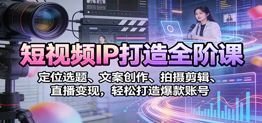 短视频IP打造全阶课：定位选题、文案创作、拍摄剪辑、直播变现，轻松打造爆款账号-卿云社