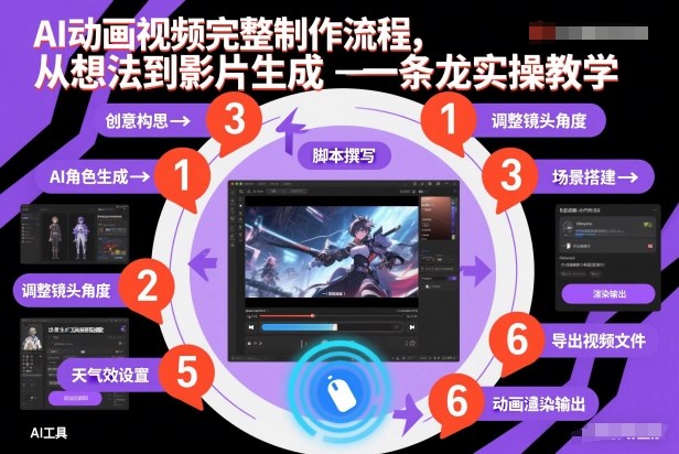 AI动画视频完整制作流程，从想法到影片生成一条龙实操教学-卿云社