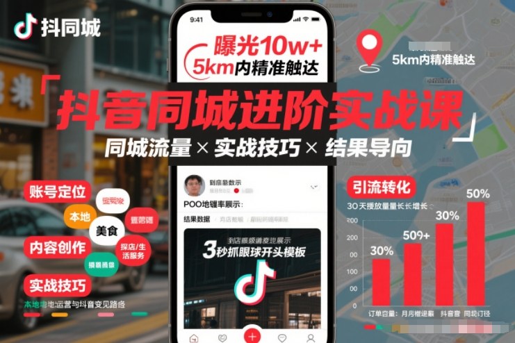 抖音同城进阶实战课，助你同城流量拿到结果-卿云社