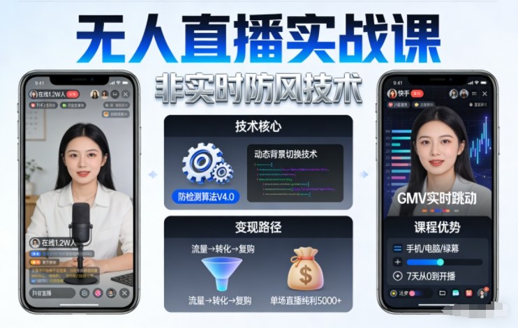 宝子哥无人直播实战课，非实时防风技术，聚焦抖音快手等平台直播带货，轻松开启直播变现之路(更新2026)-卿云社