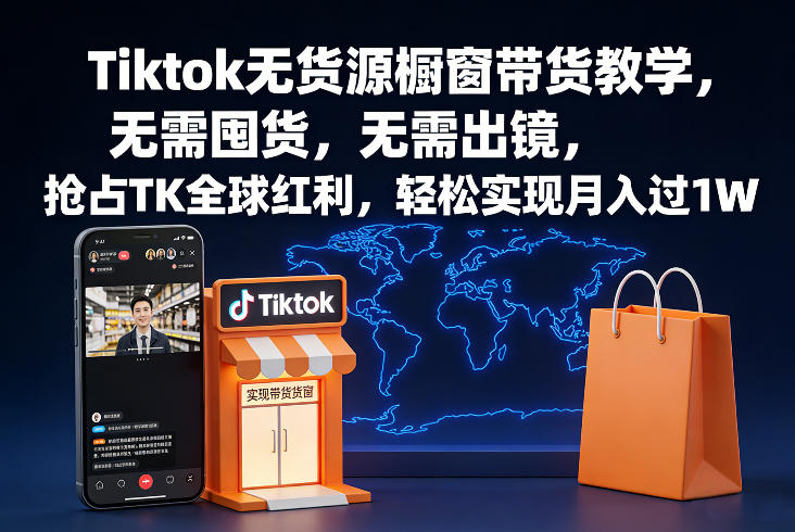 Tiktok无货源橱窗带货教学，无需囤货，无需出镜，抢占TK全球红利，轻松实现月入过1W-卿云社