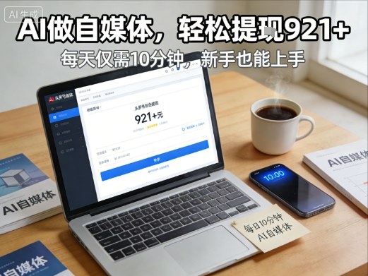 每天花费10分钟，头条号收益921+，用AI做自媒并不难【附视频教程】-卿云社