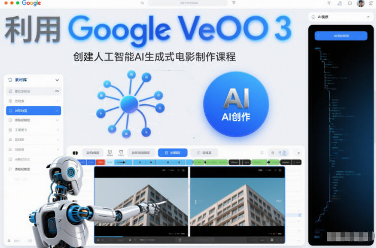 利l用Google Veo 3创建人工智能AI生成式电影制作课程，使用人工智能的力量创建令人惊叹的视频-卿云社